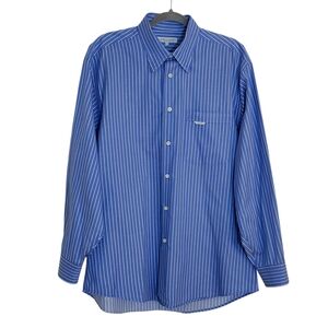 Alex Cannon Blue Striped Dress Shirt Size Large